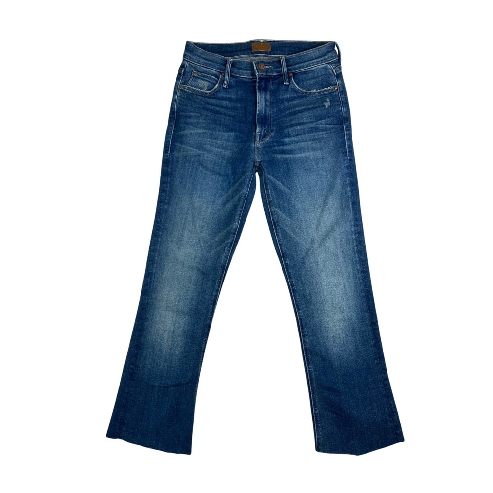 Mother The Runaway Step Fray‎ Jeans Leaps And Bounds Blue Flare 1243-686 Size 26